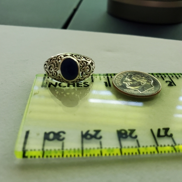 Sterling Filigree Rough Azurite Ring 7.5 - Picture 13 of 13
